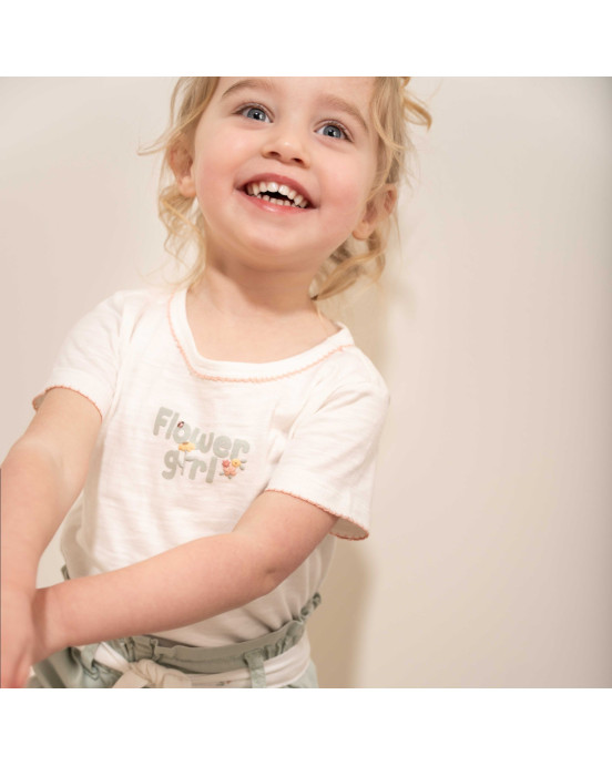LITTLE DUTCH. Μπλουζάκι κοντομάνικο Off White Flower Girl - No 98