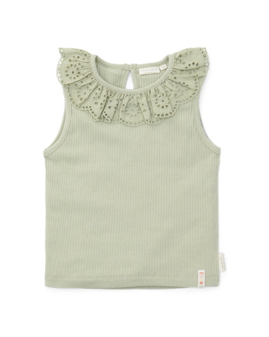 LITTLE DUTCH. Μπλουζάκι αμάνικο Rib Grass Green - No 74