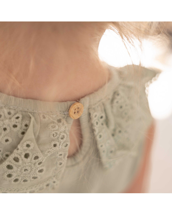 LITTLE DUTCH. Μπλουζάκι αμάνικο Rib Grass Green - No 80