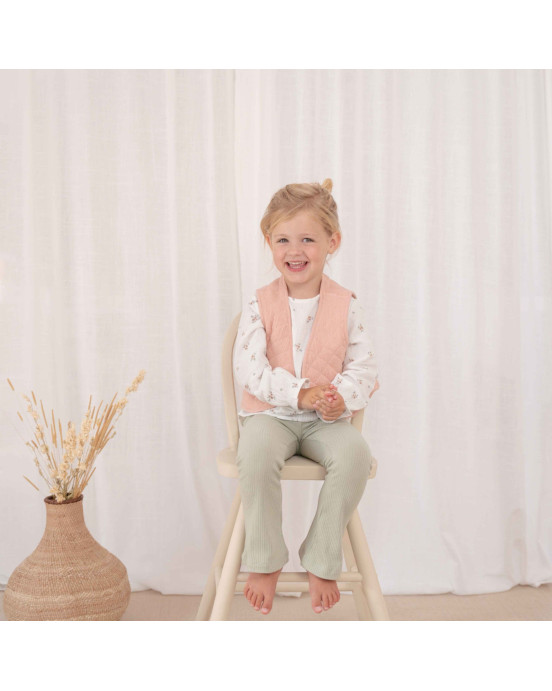 LITTLE DUTCH. Γιλέκο διπλής όψης από μουσελίνα Flower Pink / White Meadows - Νο 86/92