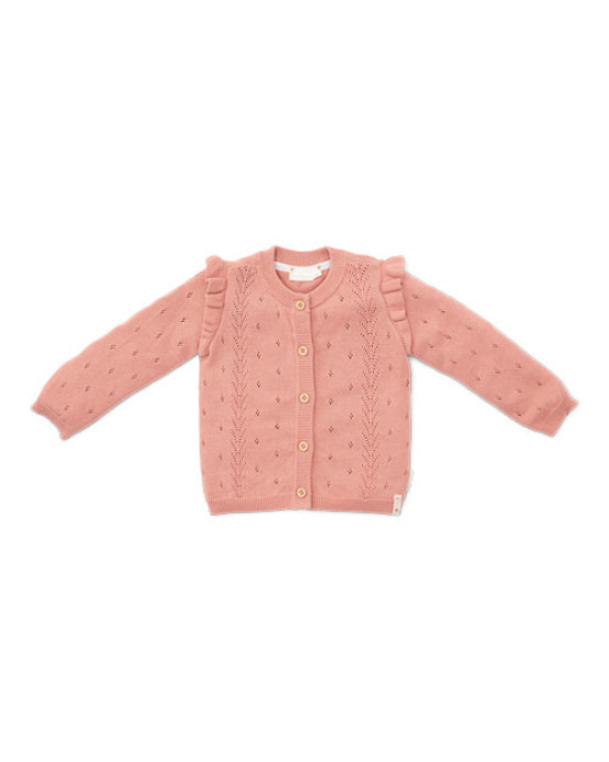 LITTLE DUTCH. Ζακέτα πλεκτή με βολάν Rose Pink - Νο 74