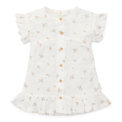 LITTLE DUTCH. Φορεματάκι κοντομάνικο από μουσελίνα White Meadows - Νο 92