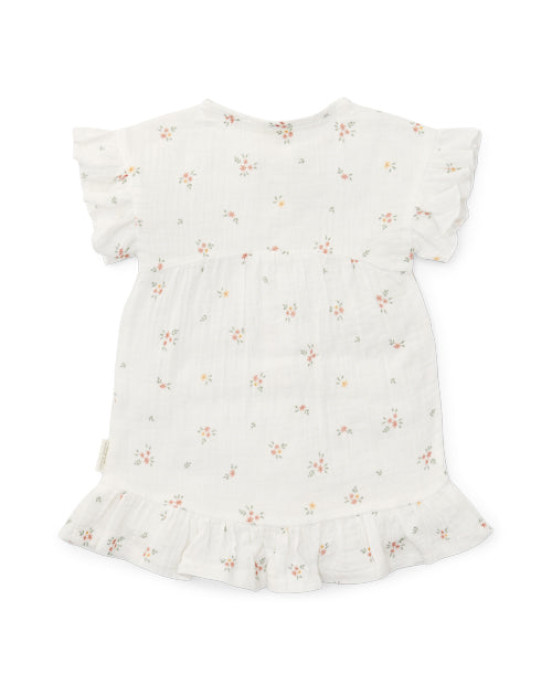 LITTLE DUTCH. Φορεματάκι κοντομάνικο από μουσελίνα White Meadows - Νο 98