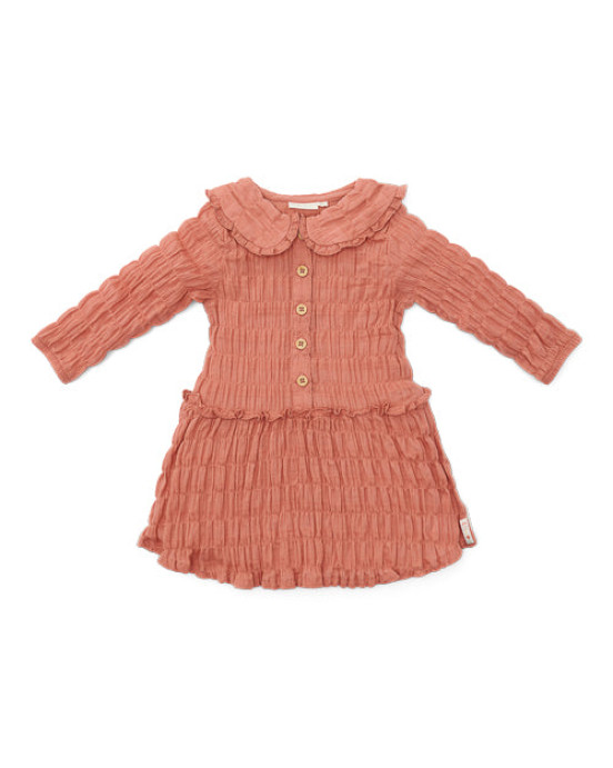 LITTLE DUTCH. Φορεματάκι μακρυμάνικο με γιακά Rose Pink - Νο 98