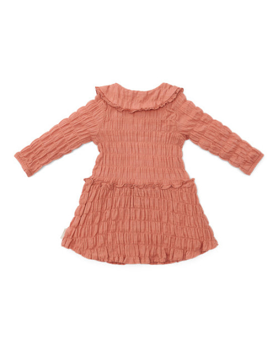 LITTLE DUTCH. Φορεματάκι μακρυμάνικο με γιακά Rose Pink - Νο 98