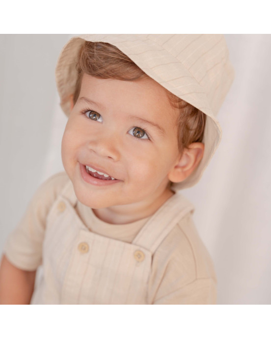 LITTLE DUTCH. Παιδικό καπέλο ήλιου διπλής όψης Sand Stripes / Beige - Νο 2 (92/104)