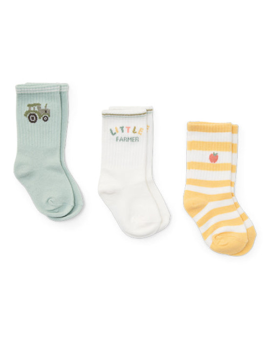 LITTLE DUTCH. Σετ 3 ζευγάρια κάλτσες Farm Green / Sunny Stripes / Little Farmer - Νο 23/26