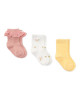 LITTLE DUTCH. Σετ 3 ζευγάρια κάλτσες Flower Pink / White Meadows / Honey Yellow - No 17/19