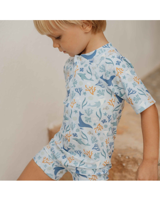 LITTLE DUTCH. Μπλουζάκι κοντομάνικο με προστασία UV Ocean Dreams Blue - No 62/68