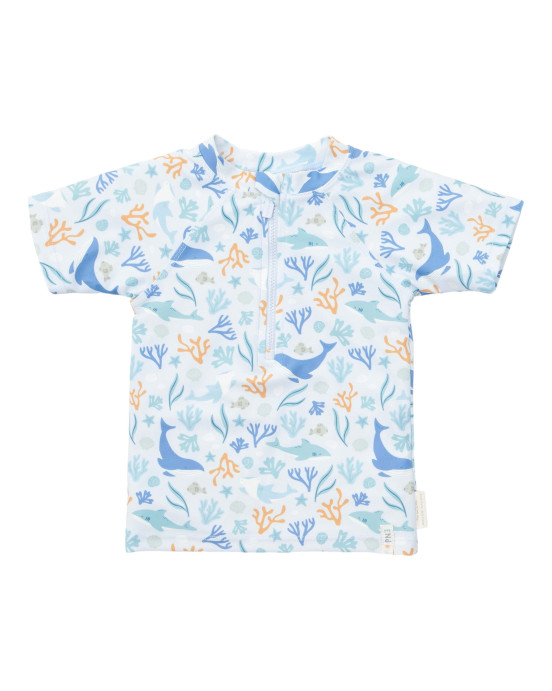 LITTLE DUTCH. Μπλουζάκι κοντομάνικο με προστασία UV Ocean Dreams Blue - No 74/80