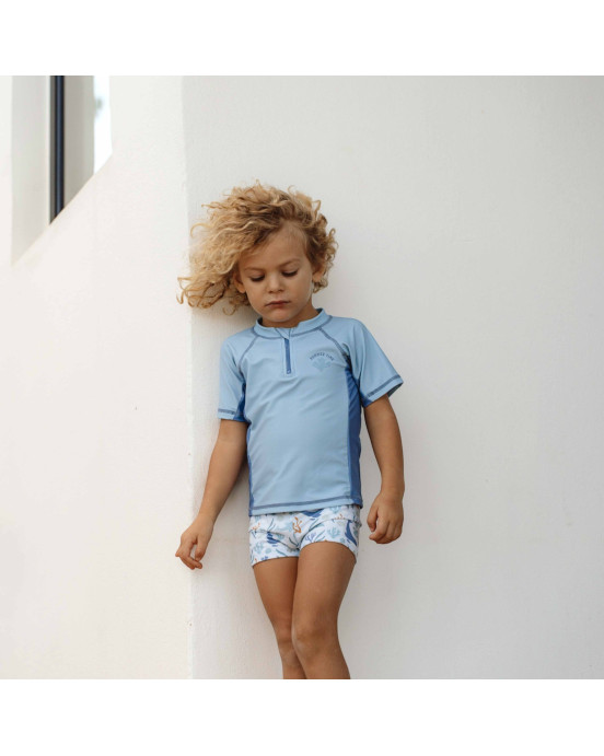 LITTLE DUTCH. Μπλουζάκι κοντομάνικο με προστασία UV Blue Whale - No 86/92