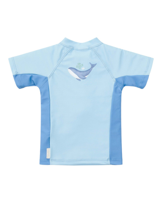 LITTLE DUTCH. Μπλουζάκι κοντομάνικο με προστασία UV Blue Whale - No 98/104