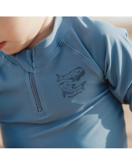 LITTLE DUTCH. Μπλουζάκι μακρυμάνικο με προστασία UV Blue Whale - No 62/68