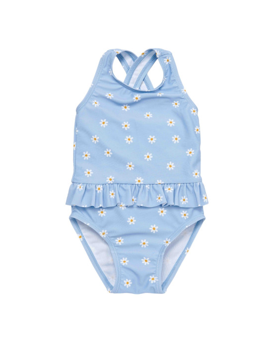 LITTLE DUTCH. Oλόσωμο μαγιό με βολάν για κορίτσια Daisies Blue New - No 74/80