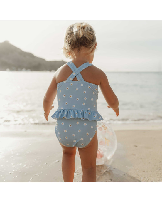 LITTLE DUTCH. Oλόσωμο μαγιό με βολάν για κορίτσια Daisies Blue New - No 62/68