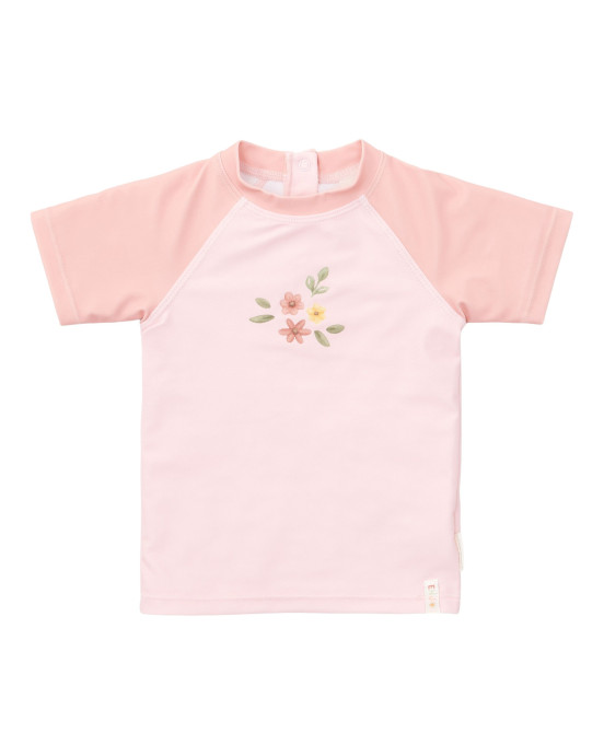 LITTLE DUTCH. Μπλουζάκι κοντομάνικο με προστασία UV Flower Pink - No 86/92