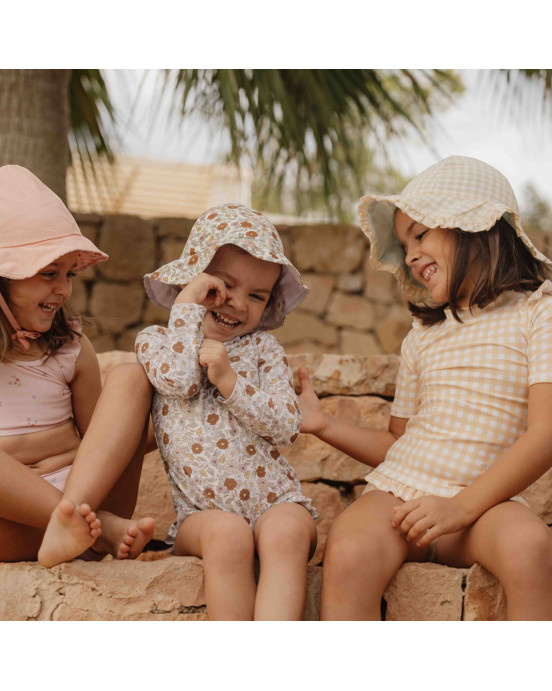 LITTLE DUTCH. Μπλουζάκι κοντομάνικο με βολάν με προστασία UV Sunshine Checks - No 74/80