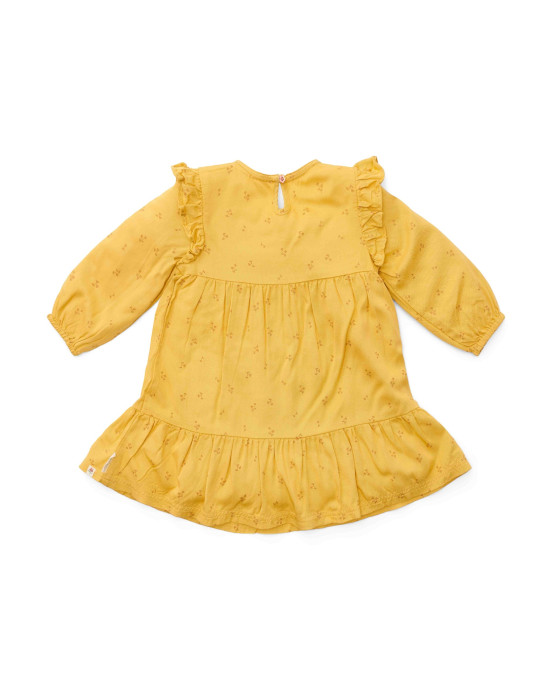 LITTLE DUTCH. Φορεματάκι μακρυμάνικο με βολάν Warm Yellow Blooming Flower - No 92