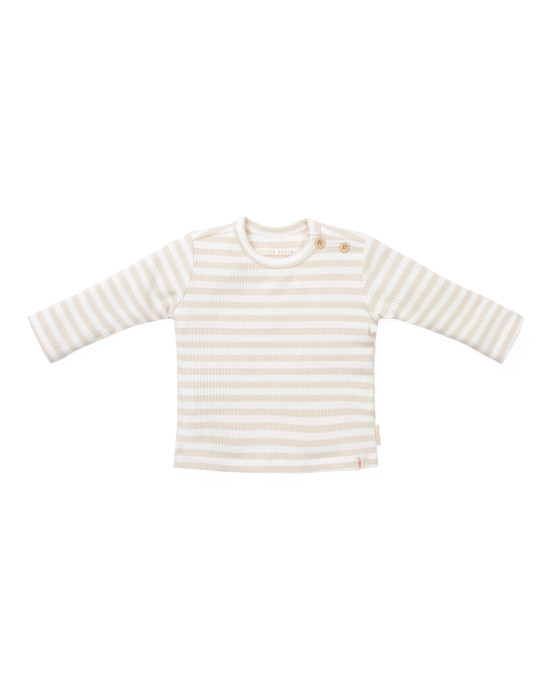 LITTLE DUTCH. Μπλουζάκι μακρυμάνικο Stripe Sand/White - Νο 50