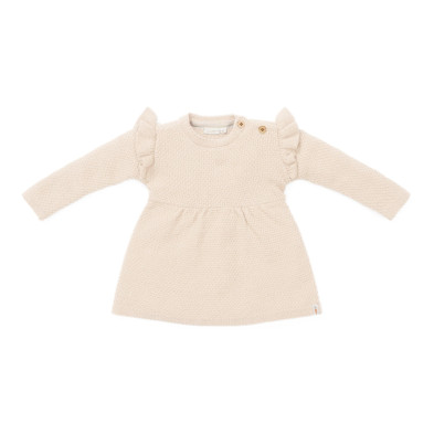 LITTLE DUTCH. Πλεκτό μακρυμάνικο φορεματάκι με βολάν Sand - Νο 62