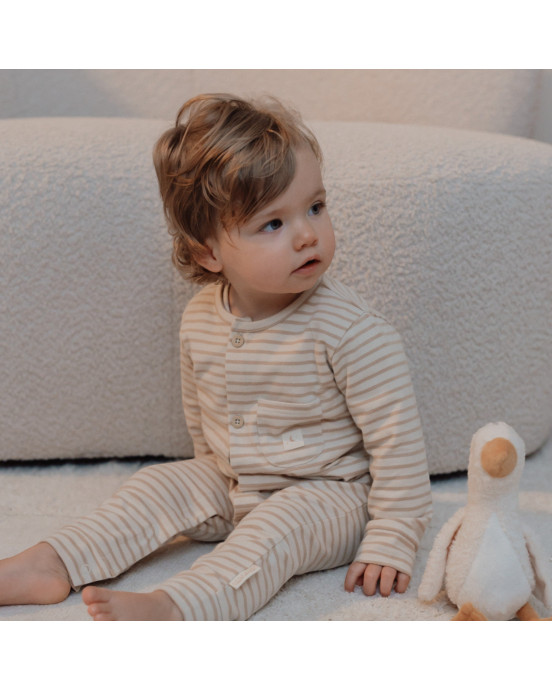 LITTLE DUTCH. Παιδική ολόσωμη πιτζάμα Natural Stripes - No 62/68