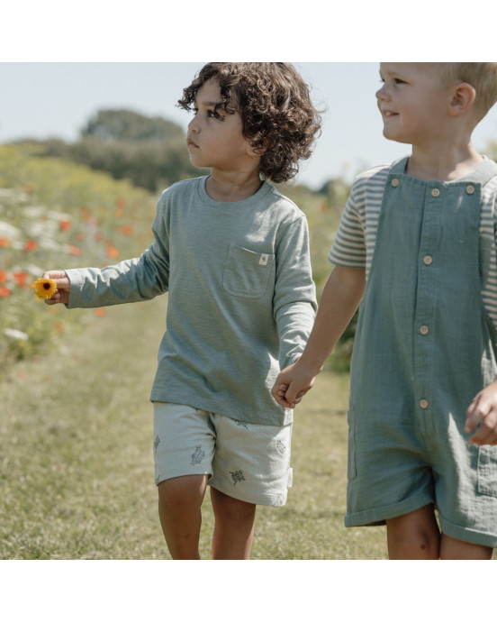 LITTLE DUTCH. Μπλουζάκι κοντομάνικο Forest Green Stripe - Νο 80