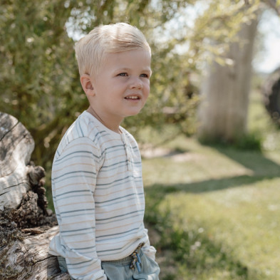 LITTLE DUTCH. Μπλουζάκι μακρυμάνικο με κουμπάκια Multi Stripe - Νο 92