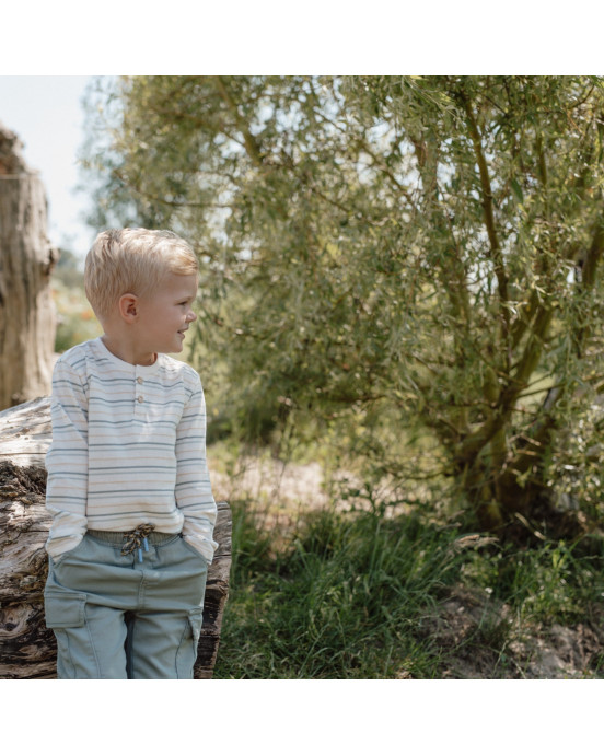 LITTLE DUTCH. Μπλουζάκι μακρυμάνικο με κουμπάκια Multi Stripe - Νο 98