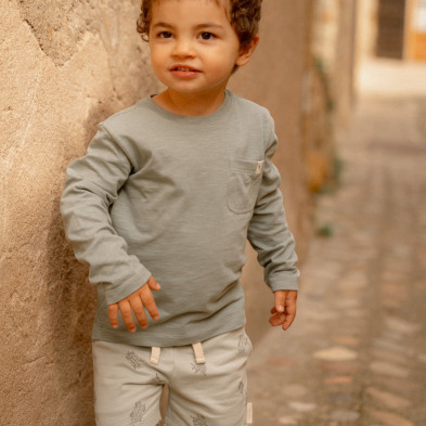 LITTLE DUTCH. Μπλουζάκι μακρυμάνικο με τσέπη Forest Green - Νο 74