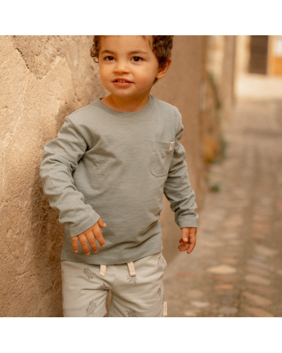 LITTLE DUTCH. Μπλουζάκι μακρυμάνικο με τσέπη Forest Green - Νο 74