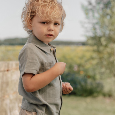 LITTLE DUTCH. Πουκάμισο κοντομάνικο Forest Green - Νο 104