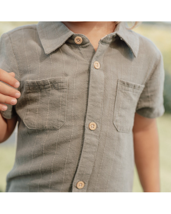 LITTLE DUTCH. Πουκάμισο κοντομάνικο Forest Green - Νο 104