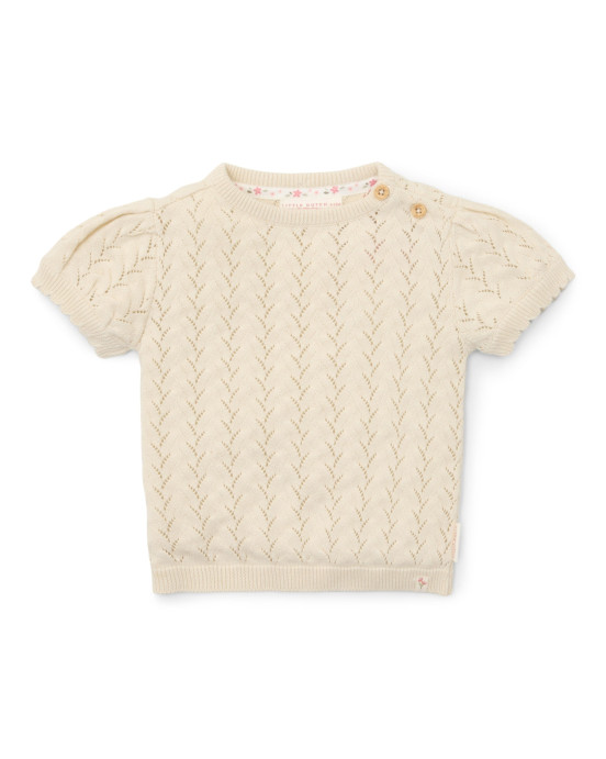 LITTLE DUTCH. Πλεκτό μπλουζάκι κοντομάνικο Creme - Νο 92