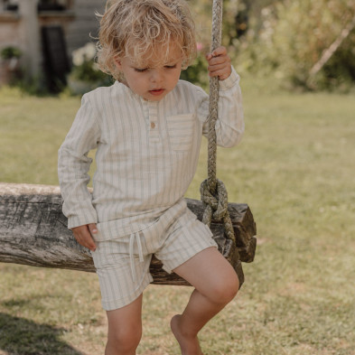 LITTLE DUTCH. Παντελονάκι κοντό Forest Green Stripe - Νο 86