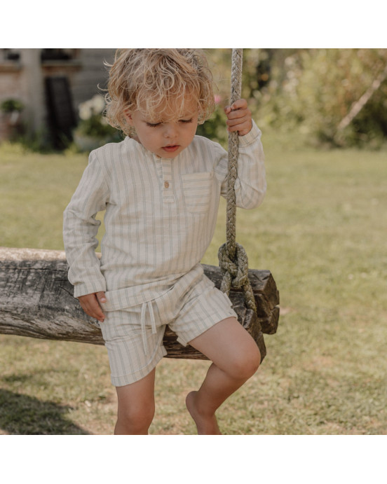 LITTLE DUTCH. Παντελονάκι κοντό Forest Green Stripe - Νο 86