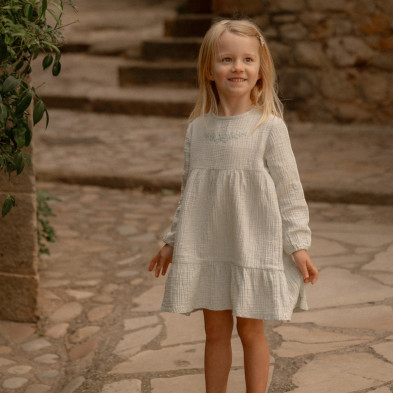 LITTLE DUTCH. Φορεματάκι μακρυμάνικο Fairy Mint - Νο 104