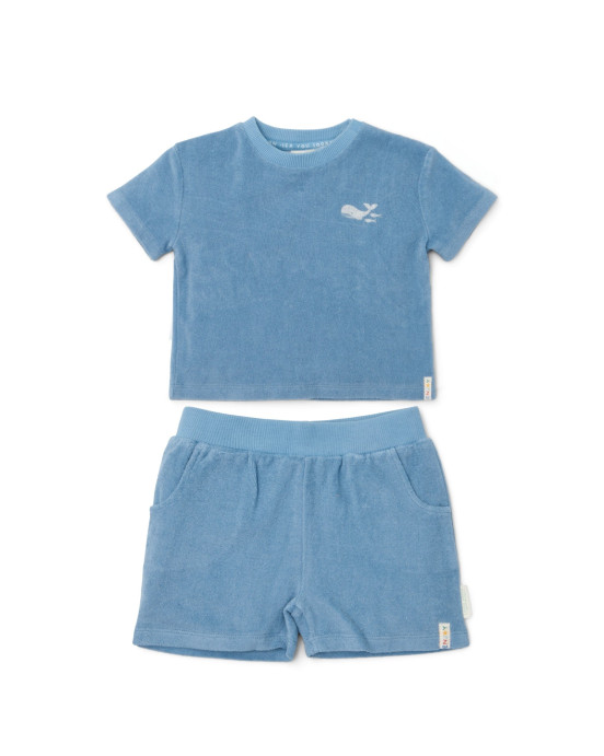 LITTLE DUTCH. Σετ μπλουζάκι και κοντό παντελονάκι Ocean Sea Life Ocean Blue - Νο 98/104