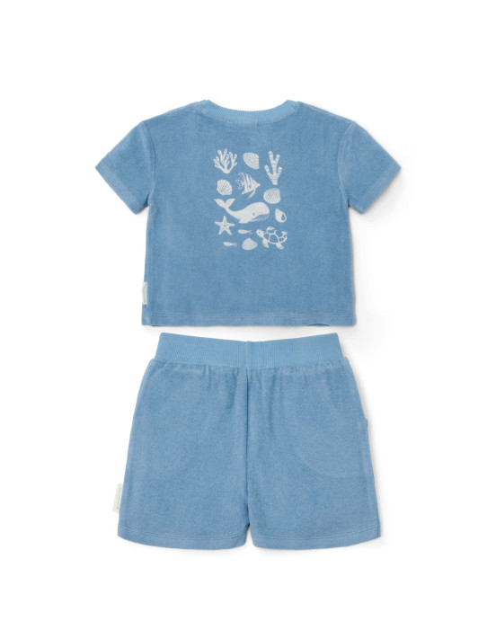 LITTLE DUTCH. Σετ μπλουζάκι και κοντό παντελονάκι Ocean Sea Life Ocean Blue - Νο 74/80