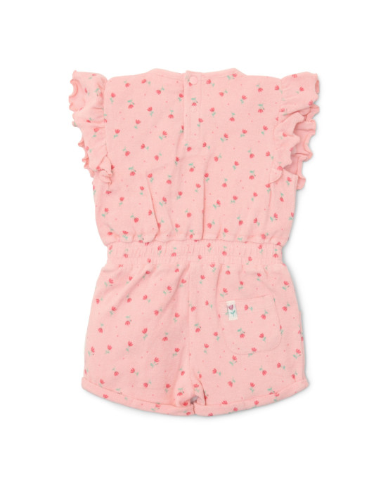 LITTLE DUTCH. Ολόσωμη φόρμα με βολάν Sunny Flowers Pink - Νο 74/80