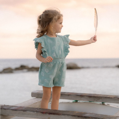 LITTLE DUTCH. Ολόσωμη φόρμα με βολάν Ocean Treasures Surf Blue - Νο 86/92