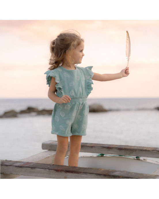 LITTLE DUTCH. Ολόσωμη φόρμα με βολάν Ocean Treasures Surf Blue - Νο 86/92