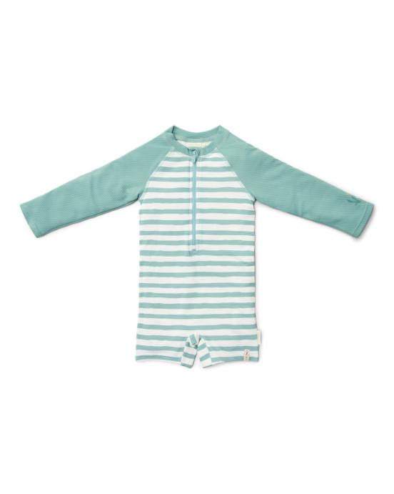 LITTLE DUTCH. Ολόσωμο μακρυμάνικο μαγιό Stripes Surf Blue - Νο 74/80