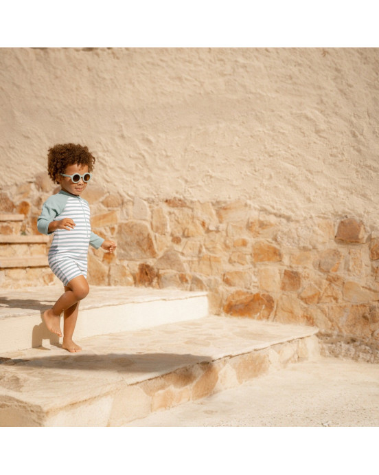 LITTLE DUTCH. Ολόσωμο μακρυμάνικο μαγιό Stripes Surf Blue - Νο 74/80