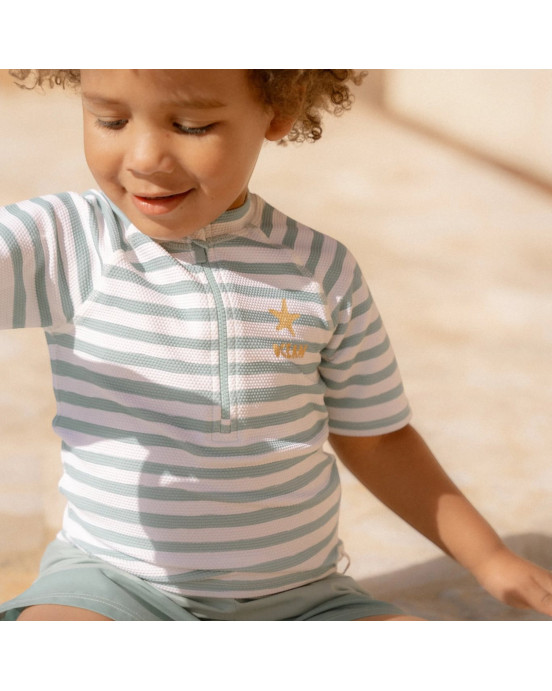 LITTLE DUTCH. Ολόσωμο μακρυμάνικο μαγιό Stripes Surf Blue - Νο 74/80