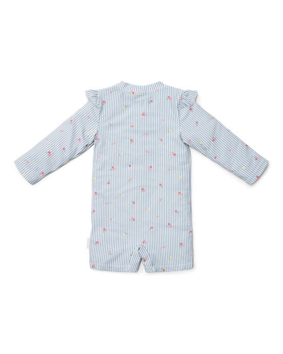 LITTLE DUTCH. Ολόσωμο μακρυμάνικο μαγιό Sunny Flowers Blue - Νο 62/68