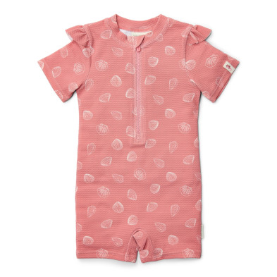 LITTLE DUTCH. Ολόσωμο κοντομάνικο μαγιό Ocean Treasures Pink - Νο 74/80