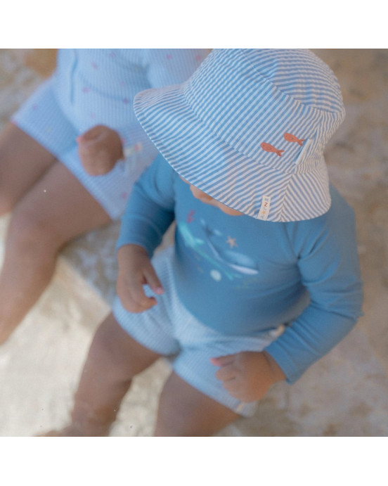 LITTLE DUTCH. Μπλουζάκι μακρυμάνικο με προστασία UV Ocean Blue - Νο 62/68