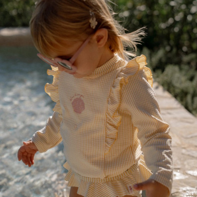 LITTLE DUTCH. Μπλουζάκι μακρυμάνικο με προστασία UV Ocean Treasures Yellow - Νο 86/92