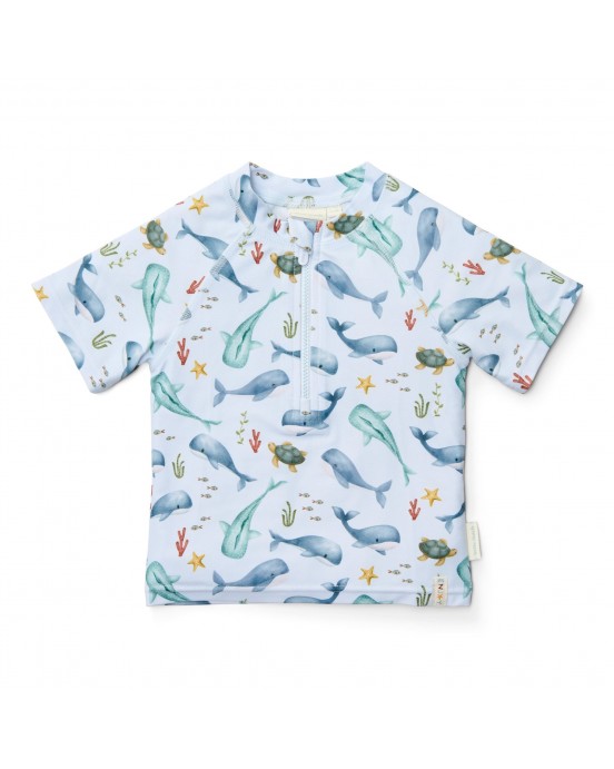 LITTLE DUTCH. Μπλουζάκι κοντομάνικο με προστασία UV Ocean Multi-colour - Νο 62/68