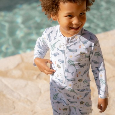 LITTLE DUTCH. Μπλουζάκι κοντομάνικο με προστασία UV Ocean Multi-colour - Νο 62/68